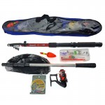 Πλήρες Σετ Ψαρέματος με Καλάμι 3,0μ, Μηχανάκι Weike DW1000, Απόχη Αγκίστρια, Φελλούς & Δολώματα