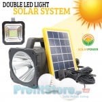 Ηλιακό Σύστημα Φωτισμού & Φόρτισης με Panel 3W, Μπαταρία Λιθίου, Ισχυρός Φακός - Προβολέας & Φωτιστικό, 2 Λάμπες LED 100W & Θύρα USB