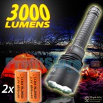 Επαναφορτιζόμενος Φακός 3000 Lumens Υπέρ - Υψηλής Φωτεινότητας CREE LED - 2 x 26650 Μπαταρίες