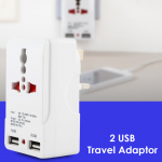 Παγκόσμιο - Διεθνές Πολύπριζο - Αντάπτορας Ρεύματος Ταξιδιού EU,UK,US, AU Plug & 2 Θύρες USB - Worldwide Universal Travel Adaptor