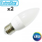 Λαμπτήρας LED ExtraStar 6W E27 με Ψυχρό Φως Σετ 2 Τεμαχίων