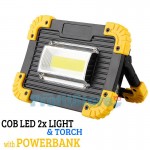 Επαναφορτιζόμενος LED Φορητός Προβολέας 20W - Φακός & Φωτιστικό Εργασίας με Powerbank - Ultra Slim COB Working Light