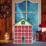 Ξύλινο Χριστουγεννιάτικο Διακοσμητικό Ημερολόγιο με Συρταράκια σε Σχήμα Σπίτι - Christmas Calendar