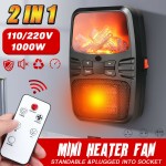 Φορητό Τζάκι Αερόθερμο με Εφέ Φλόγας - Σόμπα Πρίζας με Θερμοστάτη, Χρονοδιακόπτη, LED Οθόνη & Τηλεχειριστήριο - Flame Heater 1000Watt