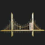 Επιτοίχια Ραφιέρα Bridge Gold Δακόσμησης Τοίχου  120x65x17cm