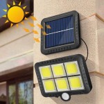 Επιτοίχιος Ηλιακός Προβολέας 120 COB LED με Ανιχνευτή Κίνησης, Φωτοκύτταρο & Πάνελ Φόρτισης - Ψυχρού Φωτισμού - Solar Panel Led Light w, Motion Sensor