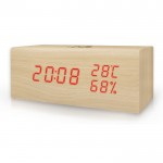 Ξύλινο Ψηφιακό Θερμόμετρο/Υγρόμετρο Εσωτερικού Χώρου με Ρολόι, Ξυπνητήρι και Ημερολόγιο