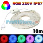 Ανθεκτική RGB Αδιάβροχη IP67 220V Ταινία LED 10m 5050SMD Heavy Duty Σετ