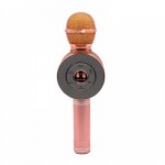 Ασύρματο Bluetooth Mικρόφωνο KARAOKE Hχείο Mp3 Player WSTER - Disco Light Microphone ROSE GOLD