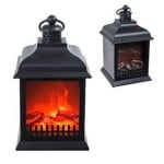 Μικρό Διακοσμητικό Φωτιστικό Φανάρι - Τζάκι με Εφέ Φλόγας - LED Fireplace Lantern 28x12x12cm