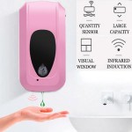 Επιτοίχιος Αυτόματος Διανεμητής Σαπουνιού - Αντισηπτικού 1200ml με Αισθητήρα Κίνησης - Hand Sanitizer Ροζ ΟΕΜ