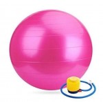 Μπάλα Γυμναστικής Pilates & Ασκήσεων με Τρόμπα Φουσκώματος / Αέρος - Yoga Ball Ρόζ OEM
