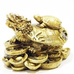 Χρυσή Δρακοχελώνα Πλούτου σε Νομίσματα 9Χ6 cm