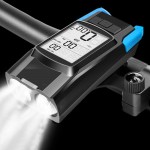 Αδιάβροχο Ταχύμετρο 4 σε 1 με Φώτα Πορείας 800Lm, Κόρνα 120db & Χρονόμετρο - Επαναφορτιζόμενος Φακός LED με 4 Ρυθμίσεις Φωτισμού Γαλάζιο - OEM