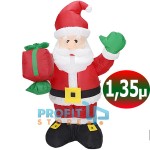 Φουσκωτός Άγιος Βασίλης 1,35m - Χριστουγεννιάτικος Διακοσμητικός Άη Βασίλης με Blower - Στέκεται Όρθιος