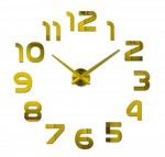 Αυτοκόλλητο Ρολόι Τοίχου Ακρυλικό DIY με Μηχανισμό Quartz & Χρυσούς Αριθμούς 50x50cm