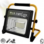 Αδιάβροχος Ηλιακός Προβολέας Εργασίας 120W με Eνσωματωμένο Φωτοβολταϊκό Πάνελ, Μεταλλική Βάση & Τηλεκοντρόλ - Solar Work Light, W-745