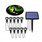 Επιδαπέδια Διακοσμητικά Ηλιακά Λαμπιόνια LED Αδιάβροχα με Βάση για Χώμα Μαύρα 10τμχ