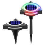 Αδιάβροχο LED RGB Ηλιακό Φωτιστικό Κήπου - Δαπέδου Εξωτερικού Χώρου με Ρυθμιζόμενο Πάσσαλο