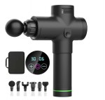 Επαγγελματική Συσκευή Αθλητικού Μασάζ Δονήσεων Ανάκαμψης & Αποκατάστασης με 6 Κεφαλές, 30 Ταχύτητες & Οθόνη Αφής - Fascial Gun - Μαύρο