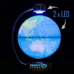 Διπλά Φωτιζόμενη Μαγνητική Ιπτάμενη Αιωρούμενη Υδρόγειος Σφαίρα 15cm Περιστρεφόμενη LED Γεωφυσική Μπλε - Magnetic Levitation & Rotation Globe