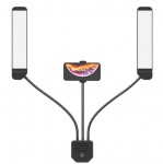 Επαγγελματικό Διπλό Φωτιστικό LED USB 35W με Βάση Κινητού - 3 Ρυθμίσεις Φωτισμού & Ρυθμιζόμενη Φωτεινότητα RK39 - Μαύρο