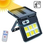 Αδιάβροχος Επιτοίχιος Ηλιακός Προβολέας / Φωτιστικό COB LED με Ανιχνευτή Κίνησης, Φωτοκύτταρο, 3 Λειτουργίες Φωτισμού & Τηλεχειριστήριο - Μαύρο