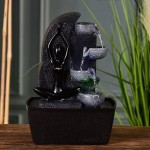 Διακοσμητικό Συντριβάνι με LED Φωτισμό 25x10x25cm Μαύρο - Yama Fountain