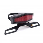 Οπίσθιο Φανάρι Μοτοσυκλέτας LED 12V Στοπ Φλας με Βάση και Φωτισμό Πινακίδας - Μαύρο, Κόκκινο
