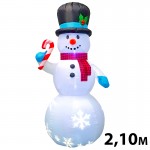 Χριστουγεννιάτικος Φουσκωτός Χιονάνθρωπος Γίγας 210cm με LED Φωτισμό - Προτζέκτορα Χιονονιφάδων & Ενσωματωμένο Ανεμιστήρα Φουσκώματος