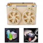 Κουτί Οργάνωσης - Αποθήκευσης Αντικειμένων με Αναδιπλούμενες Αποσπώμενες Ποτηροθήκες για Υποβραχιόνιο Αυτοκινήτου με Βέλκρο 18x11.5x11cm - Μπεζ