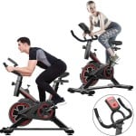 SmartSpinBike - Μηχανικό Ποδήλατο Spinning Γυμναστικής με Ρυθμιζόμενη Αντίσταση, LCD Οθόνη Μετρήσεων, Αισθητήρα Καρδιακών Παλμών