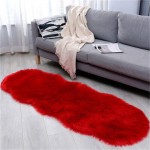 Μεγάλο Χνουδωτό Χαλί Διάδρομος Sheepskin από Υψηλής Ποιότητας Συνθετική Γούνα 150x220cm - Κόκκινο
