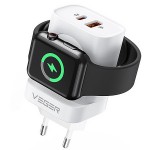 Πολυλειτουργικός Φορτιστής 3 σε 1 με Ασύρματη Φόρτιση, Θύρα USB-A & Θύρα USB-C 20W Power Delivery Panel Λευκός