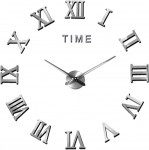 Αυτοκόλλητο Ρολόι Τοίχου Ακρυλικό DIY με Μηχανισμό Quartz και Λατινικούς Αριθμούς Time 40cm Ασημί