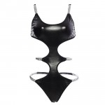 Σέξι Γυναικείο Αισθησιακό Κορμάκι Εσώρουχο με Αλυσίδες - Vinyl Black One Size