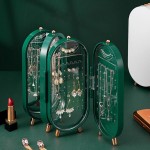 Αναδιπλούμενη Κοσμηματοθήκη - Μπιζουτιέρα Παραβάν - Κουτί Αποθήκευσης Κοσμημάτων με Καθρέπτη 23x11.5x6.5cm - Πράσινο