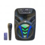 Φορητό Στερεοφωνικό Αυτοενισχυόμενο Ασύρματο Ηχείο 6.5" Bluetooth με LED Φωτορυθμικό Karaoke USB Φόρτισης με Ενσύρματο Μικρόφωνο Speaker Μαύρο