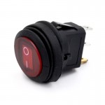 Αδιάβροχος Στρογγυλός LED Διακόπτης - Κουμπί Εναλλαγής SPST ON / OFF 12V με 3 Ακίδες - Rocker Switch Μαύρο/ Κόκκινο