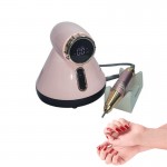 Επαγγελματικός Τροχός Νυχιών Ρεύματος 35000rpm 65W με Πεντάλ, 6 Κεφαλές & Οθόνη LED Ροζ