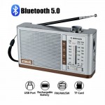 Ρετρό Ασύρματο Φορητό Ηχείο Bluetooth - Ραδιόφωνο CMiK 5W με Ροδέλα TF, USB, AUX - Γκρι