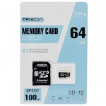 Κάρτα Μνήμης Micro SDHC Treqa 64GB - Class 10 U1 A1 UHS-1 με Αντάπτορα SD