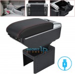 Πτυσσόμενη Κονσόλα Χειρόφρενου & 6πλός Φορτιστής USB με Ποτηροθήκη & Τασάκι Universal - Τεμπέλης Αυτοκινήτου Μαύρο