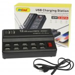 Βάση Φόρτισης 100-240V με 12 Θύρες USB-A 60W 2.4A/1A Andowl - Μαύρη