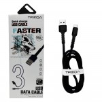 Καλώδιο Γρήγορης Φόρτισης και Μεταφοράς Δεδομένων 3m USB 3.1A σε Type-c Treqa CA-8573-B Μαύρο