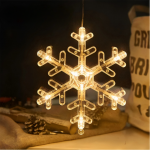 Χριστουγεννιάτικη Διακοσμητική Κρεμαστή Χιονονιφάδα 9 LED - Με Βεντούζα & Μπαταρία
