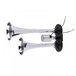 Διπλή Κόρνα Αέρος Αυτοκινήτου-Φορτηγού 12-24V 120dB Μαύρο-Ασημί