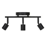 Τριπλό Σποτ με Ντουί GU10 Σε Ράγα από Ανοξείδωτο Ατσάλι- Μαύρο