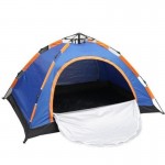 Αυτόματη Pop Up Σκηνή για Camping 4 ατόμων Αδιάβροχη Καλοκαιρινή - 200x200cm Πορτοκαλί-Μπλε
