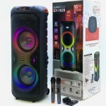 Φορητό Ηχείο Καραόκε με 2 Μικρόφωνα, Bluetooth, FM και Φωτισμό LED RGB - SuperBass